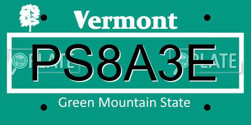 PS8A3E Vermont License Plate