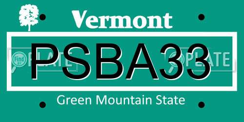 PSBA33 Vermont License Plate