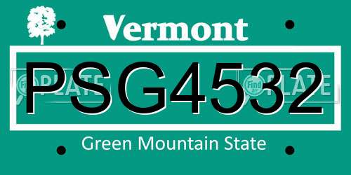 PSG4532 Vermont License Plate