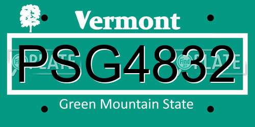 PSG4832 Vermont License Plate