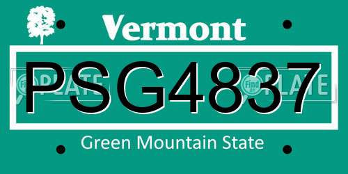 PSG4837 Vermont License Plate