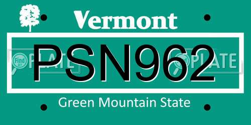 PSN962 Vermont License Plate