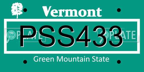 PSS433 Vermont License Plate