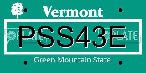 PSS43E Vermont License Plate
