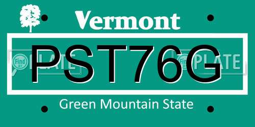 PST76G Vermont License Plate
