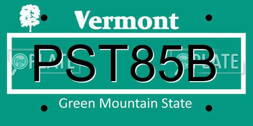 PST85B Vermont License Plate