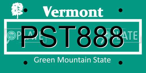 PST888 Vermont License Plate