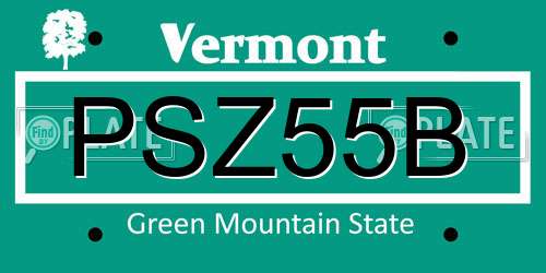 PSZ55B Vermont License Plate