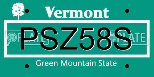 PSZ58S Vermont License Plate