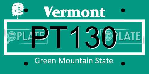 PT130 Vermont License Plate