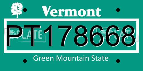 PT178668 Vermont License Plate