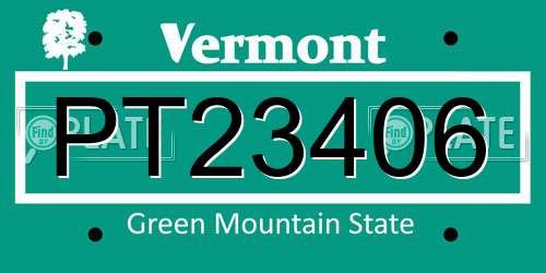 PT23406 Vermont License Plate