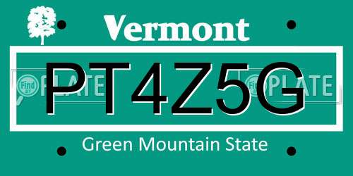 PT4Z5G Vermont License Plate