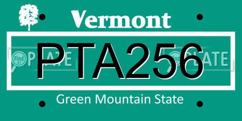 PTA256 Vermont License Plate
