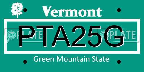 PTA25G Vermont License Plate