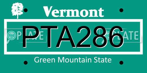 PTA286 Vermont License Plate