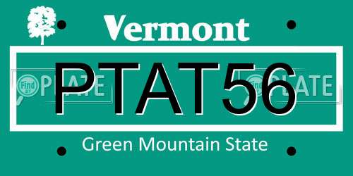 PTAT56 Vermont License Plate