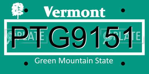 PTG9151 Vermont License Plate
