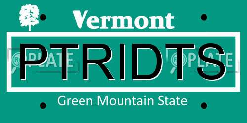 PTRIDTS Vermont License Plate