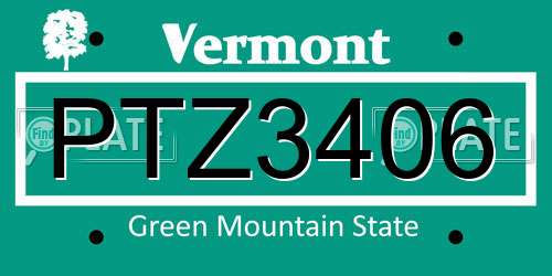 PTZ3406 Vermont License Plate