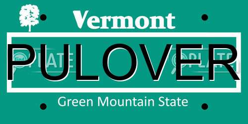 PULOVER Vermont License Plate