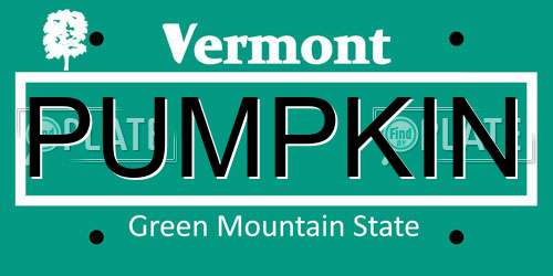 PUMPKIN Vermont License Plate