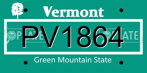 PV1864 Vermont License Plate