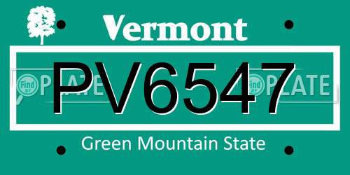 PV6547 Vermont License Plate