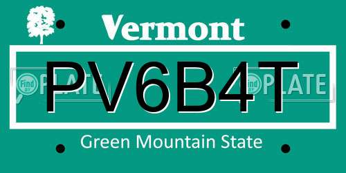PV6B4T Vermont License Plate