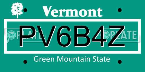 PV6B4Z Vermont License Plate
