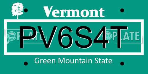 PV6S4T Vermont License Plate
