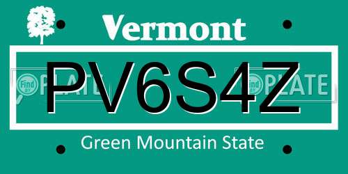 PV6S4Z Vermont License Plate