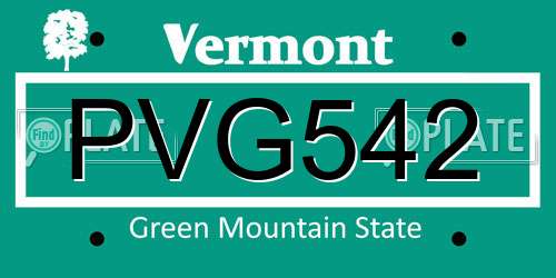 PVG542 Vermont License Plate