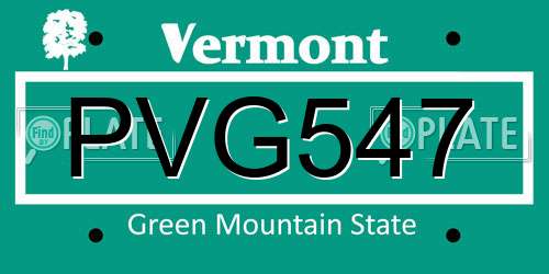 PVG547 Vermont License Plate