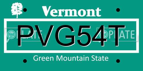 PVG54T Vermont License Plate