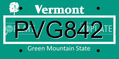 PVG842 Vermont License Plate