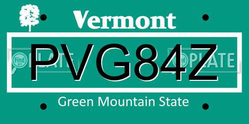 PVG84Z Vermont License Plate