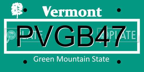 PVGB47 Vermont License Plate