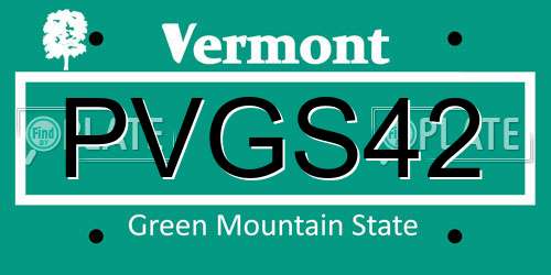 PVGS42 Vermont License Plate