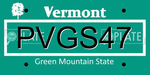PVGS47 Vermont License Plate