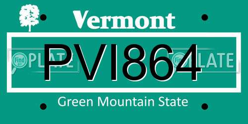 PVI864 Vermont License Plate