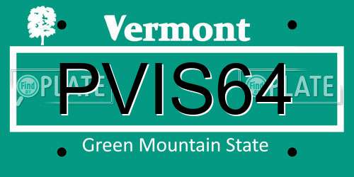 PVIS64 Vermont License Plate