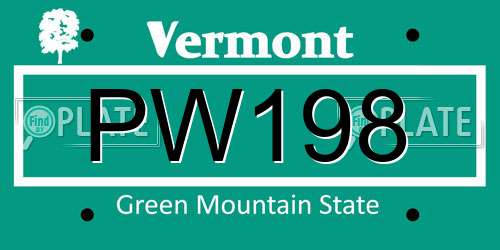 PW198 Vermont License Plate
