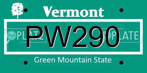 PW290 Vermont License Plate