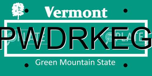 PWDRKEG Vermont License Plate