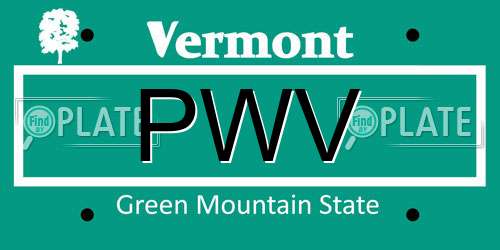 PWV Vermont License Plate
