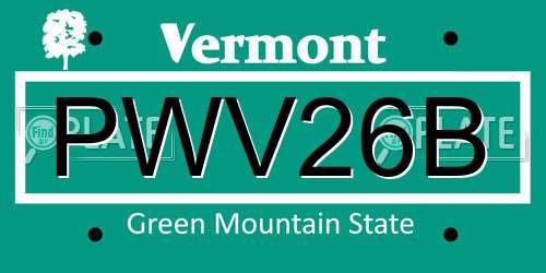 PWV26B Vermont License Plate