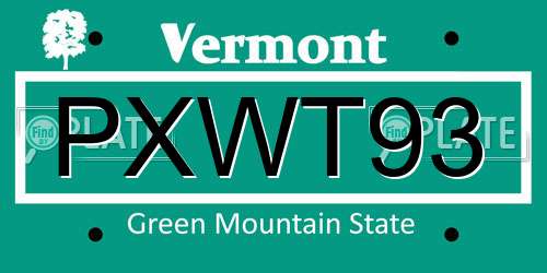 PXWT93 Vermont License Plate