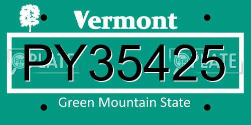 PY35425 Vermont License Plate
