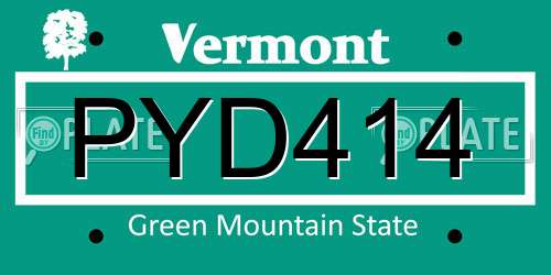 PYD414 Vermont License Plate